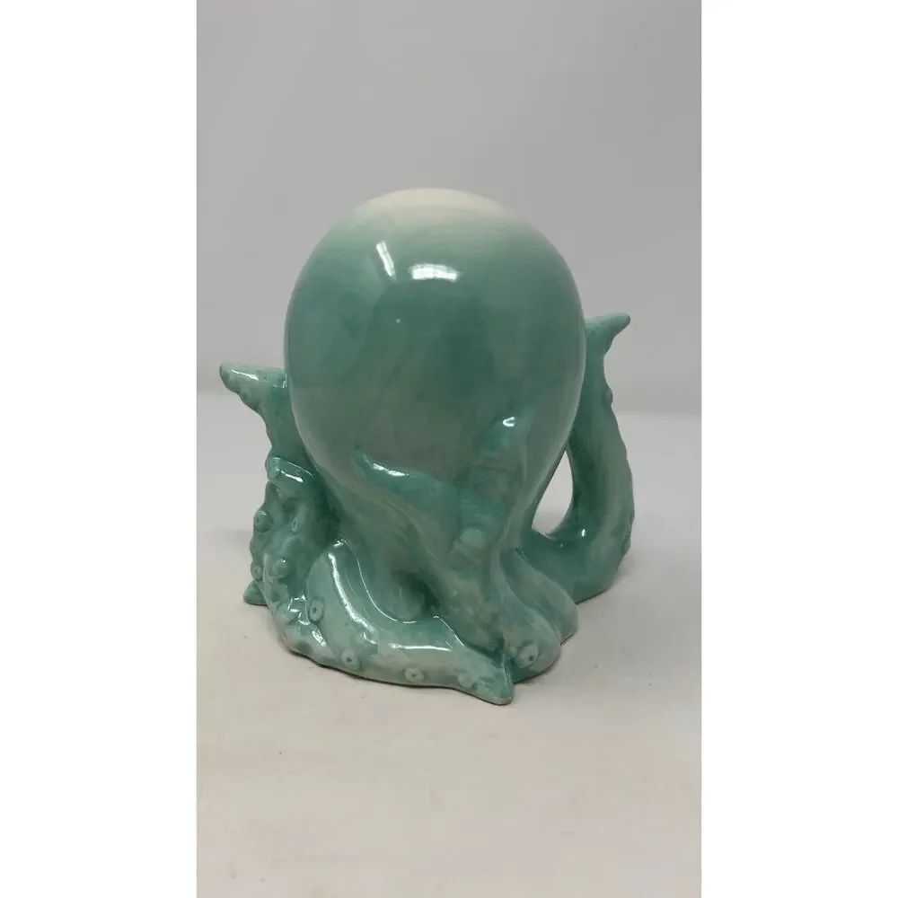 Green Ceramic Octopus with Four Tentacles One Can Be Used As‎ a Handle
